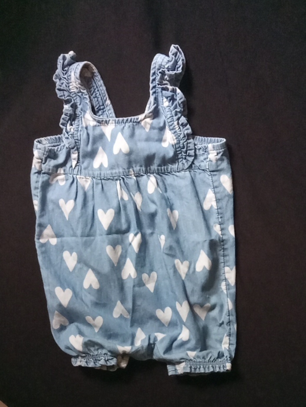 Carter's Light Blue Heart Print Romper with Ruffle Straps